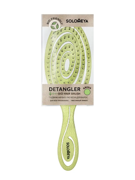Подвижная био-расческа для волос Solomeya Зеленая Detangling bio hair brush, 1 шт Подвижная био-расческа для волос Solomeya Зеленая Detangling bio hair brush, 1 шт